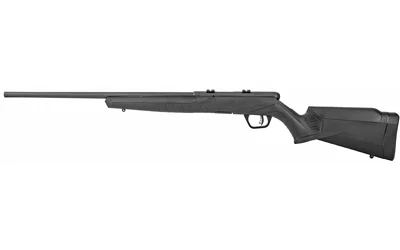 Savage Arms SAV B17 F, black rifle in right side view with long barrel and synthetic stock