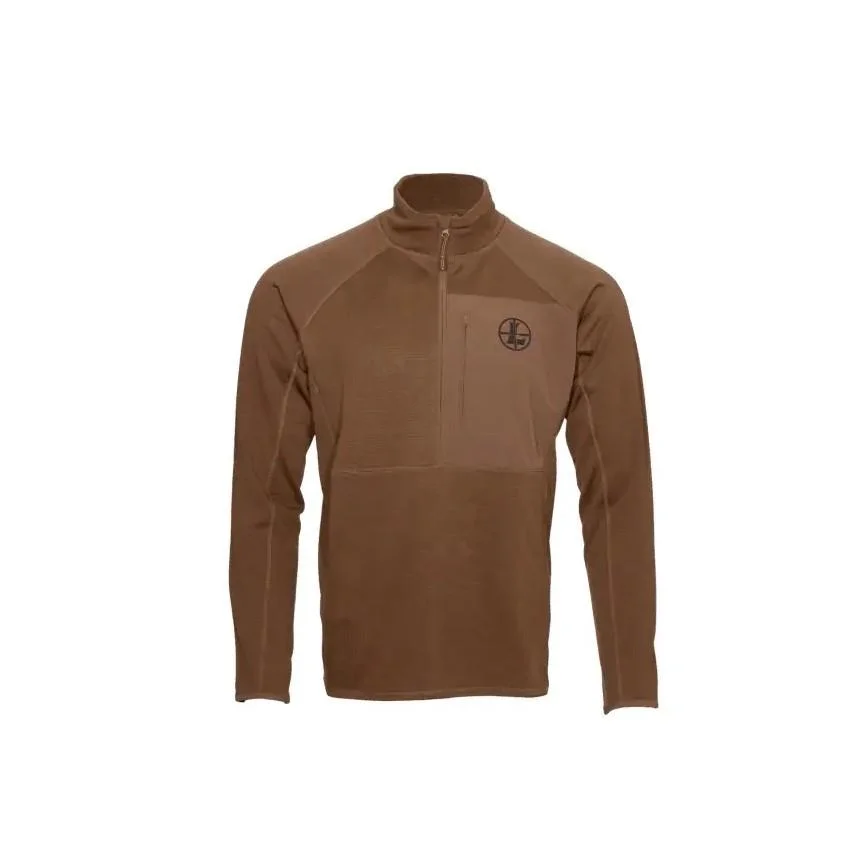 primary-25122 Leupold Velum 1/2 Zip Fleece Otter brown pullover, front view with high collar and chest logo