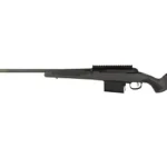 Savage Arms SAV 110 LONG RANGE HNTR black rifle, right-side view with long barrel and synthetic stock