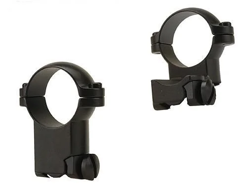 Leupold 2-Piece Extension Ringmounts, two matte black rings in angled front views