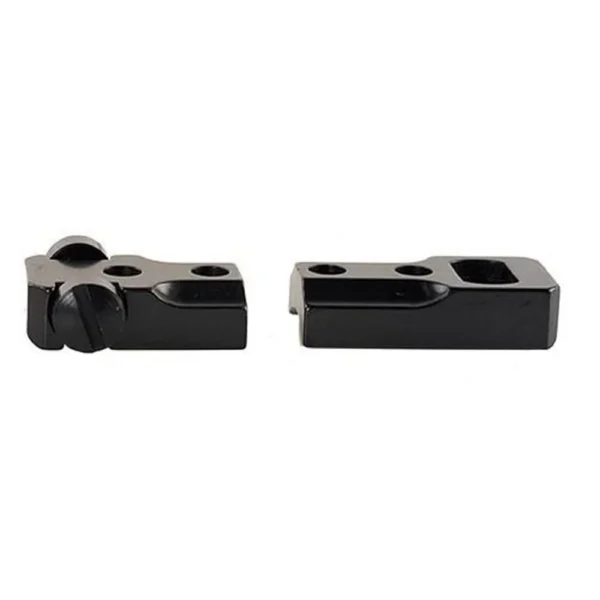 Leupold Standard Steel Base Windage Adj Screws, two gloss black mounting pieces, top view