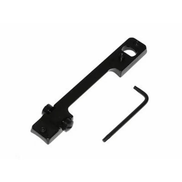 Leupold STD Steel Base, gloss black angled top view with mounting holes and hex key
