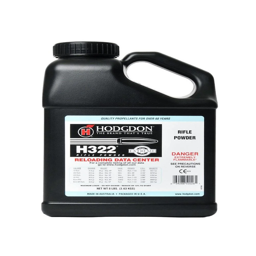 primary-25312 Hodgdon Extreme H322 Rifle Powder in black jug with handle and front label