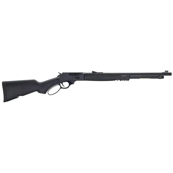 Henry Lever Action X Model Rifle, black right-side view with synthetic stock and lever