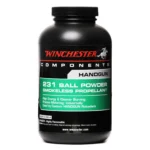 Winchester 231 Powder in a black bottle with black, red and green label, front view