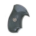 Pachmayr Compac Grips Colt D-Frame Short Square Butt Model, black textured grip with medallion