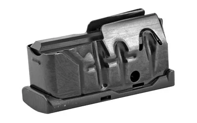 primary-2546 Savage Arms MAG SAV 110 SA 243WIN BLU BTM REL, angled side view of black metal magazine
