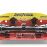 Traditions Muzzleloader Rifle Scope and Mount Kit, black scope and rings in retail packaging