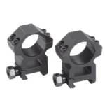 Traditions 2-Piece Weaver-Style Tactical Rings, angled front view in matte black