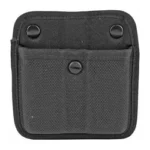 Bianchi Triple Threat II double magazine pouch, black front view with three snaps