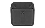 Bianchi Triple Threat II double magazine pouch, black front view with three snaps