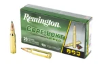 Remington Core-Lokt Tipped Rifle Ammunition, green box with two brass cartridges