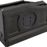 Bergara AICS 3-Round Short Action Magazine, black polymer, angled side view with embossed logo