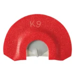 Hunters Specialties Inc. Johnny Stewart K9 Diaphragm Call, red front view with gray mouth opening