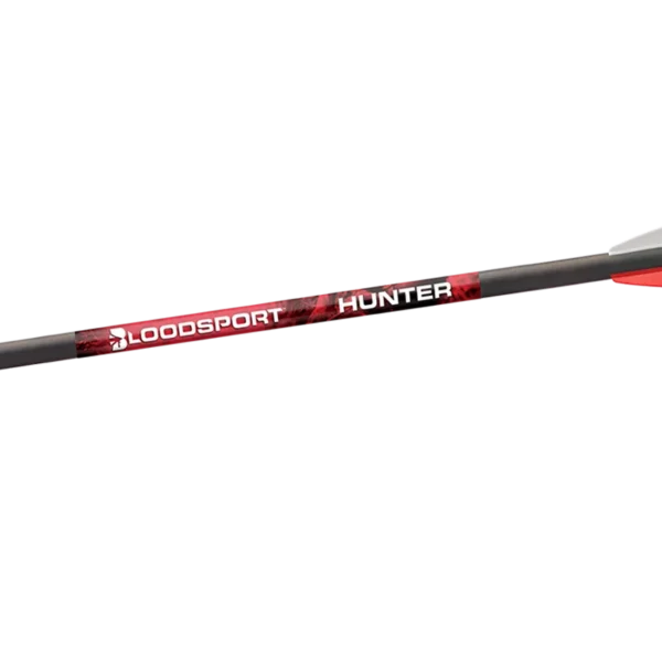 Gsm Bloodsport Hunter Crossbow Bolts, packaged black bolts with red and white fletching