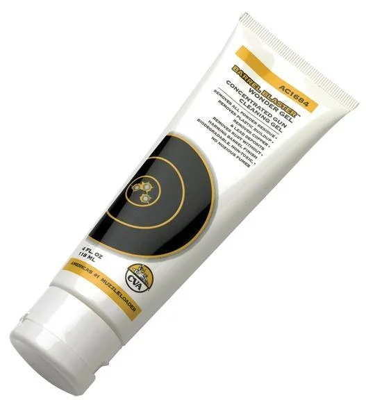 primary-25757 CVA Barrel Blaster Wonder Gel Solvent, angled view of white squeeze tube with black label