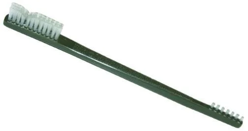 CVA Muzzleloader Double-Ended Parts Cleaning Brush, green rod with white brushes at both ends