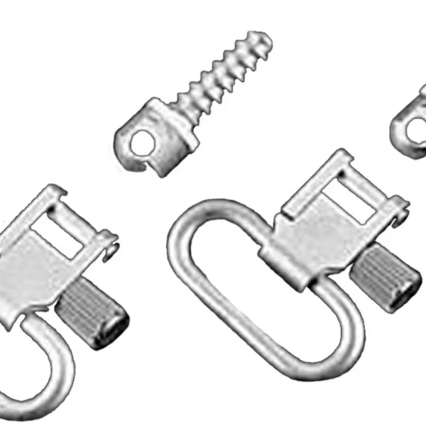 Michaels Of Oregon Uncle Mike's QD Machine Screw Type Swivel nickel parts arranged separately