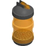 CVA CVS Powder Pod & Primer Storage, translucent orange container with gray caps, open view
