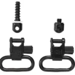 Michaels Of Oregon Uncle Mike's QD Swivels, black swivel loops and mounting screws in front view
