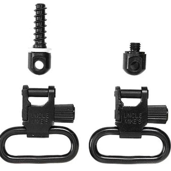 Michaels Of Oregon Uncle Mike's QD Swivels, black swivel loops and mounting screws in front view