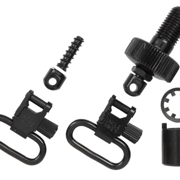 Uncle Mike's U/M SWIVEL SET QD BOLT MOSS 500, black swivels, studs and mounting hardware