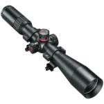 Simmons ProTarget Rifle Scope, matte black angled view with adjustment turrets and lens shade