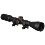 Simmons Pro Target Rimfire Rifle Scope in black, right-side view with adjustment turrets and rings