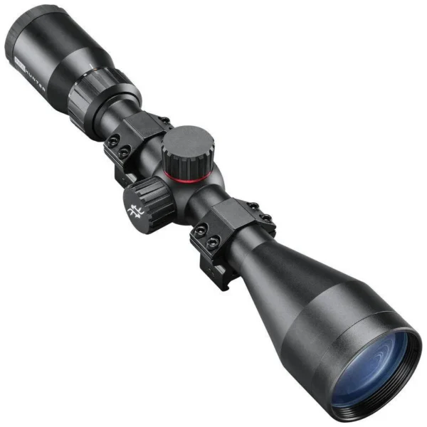 Simmons Pro Hunter 3-9x50 rifle scope, black angled view with adjustment turrets and mounting rings