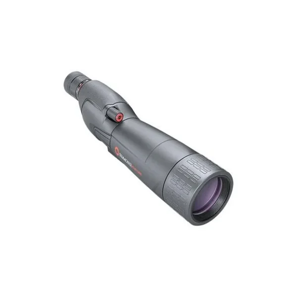 Simmons Venture Spotting Scope, black angled front view with purple-tinted objective lens
