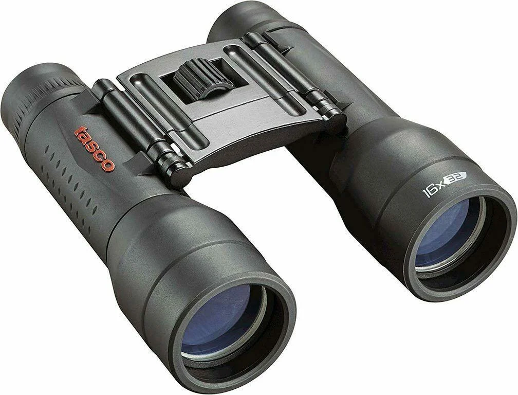 primary-25970 Tasco Essentials Roof Binocular, black angled front view with center focus wheel