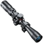 Simmons Pro Target Rimfire Rifle Scope, black angled view with adjustment turrets and mounting rings