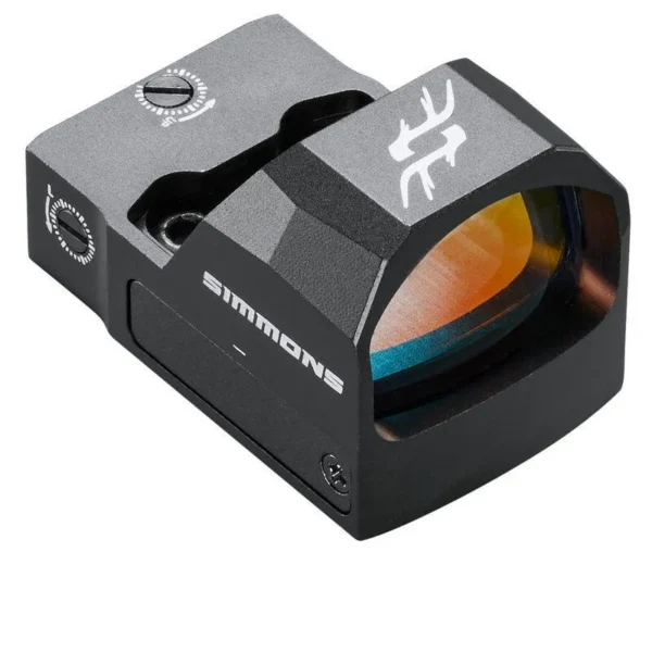 Simmons Pro Target 1x25 Reflex Red Dot Sight, black angled front view with amber lens