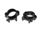 Burris Zee Rings Weaver-Style, two matte black scope rings in angled view