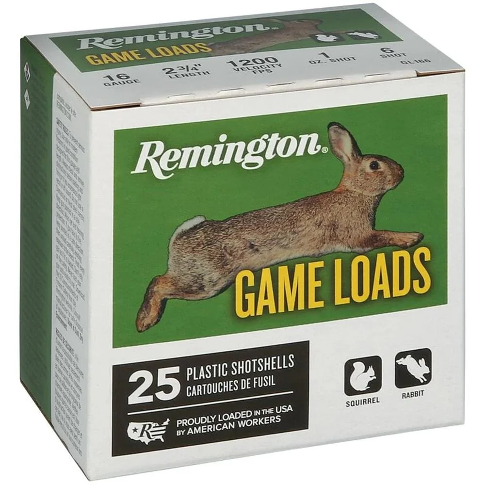 primary-26055 Remington Lead Game Load Shotshells, green and white box with rabbit graphic