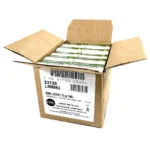 Remington UMC Handgun Ammunition, open brown carton with rows of green and white boxes