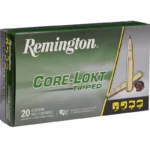 Remington Core-Lokt Tipped Rifle Ammunition, green and gray box in front view