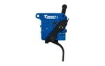 TIMNEY TRIG REM 700 2 STG STR RH BLK blue and black trigger assembly, side view with straight trigger