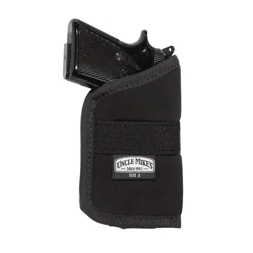 primary-26339 Uncle Mike's U/M Inside Pocket Holster Size 2, black front view holding a compact handgun