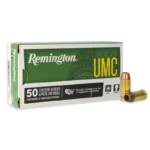 Remington UMC Handgun Ammunition, green and white box with two cartridges