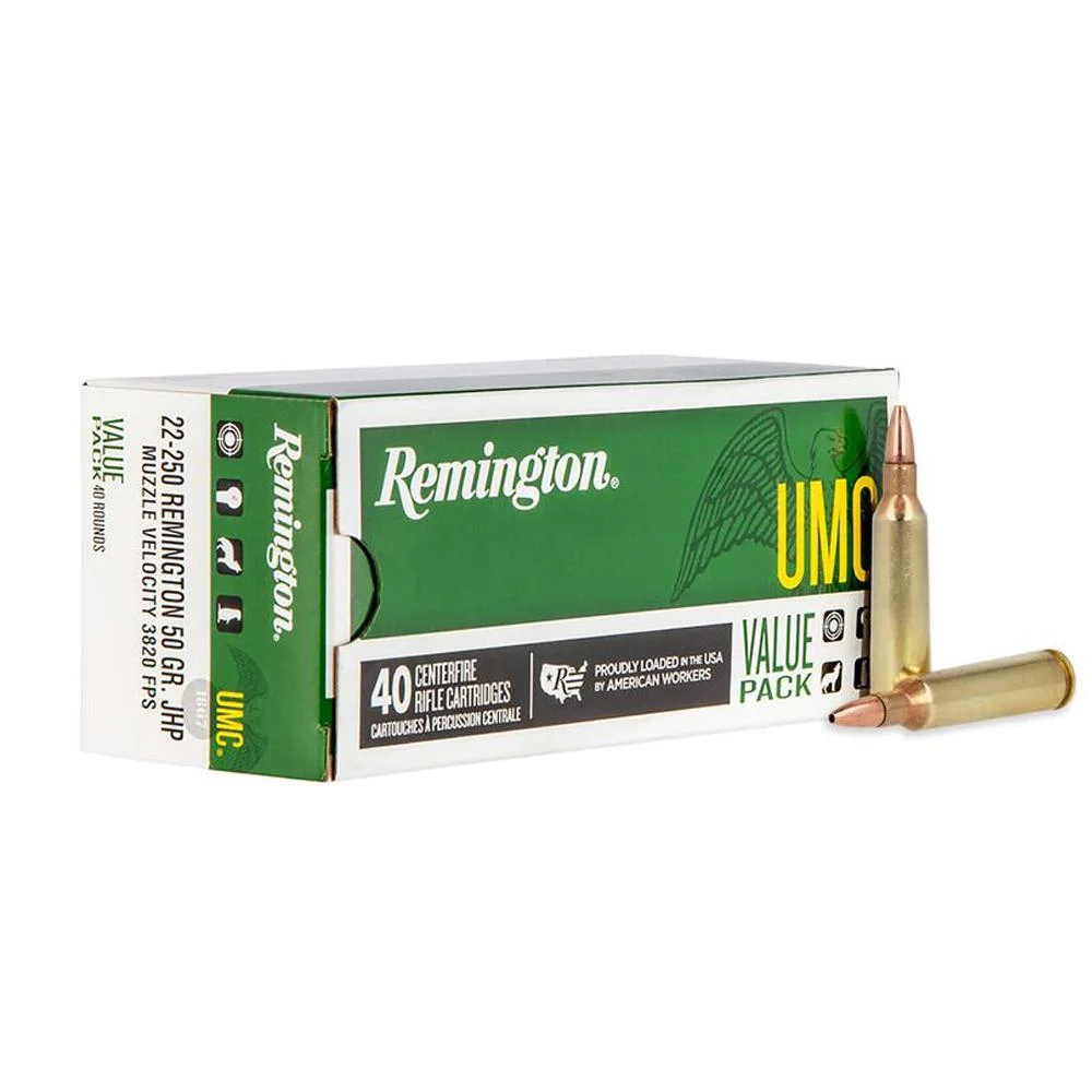 primary-26487 Remington Arms Co. Inc. Remington UMC Rifle Ammunition 22-250 Rem 50gr JHP 3820 fps 40/ct