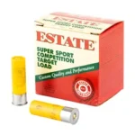 Estate Cartridge Super Sport Shotshells, red and green box with three yellow and white shells