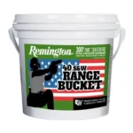 Remington UMC Range Bucket white handled bucket, front view with green, black and red label