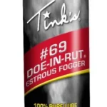 Tink's #69 Estrous Fogger, black and red aerosol can shown upright from the front