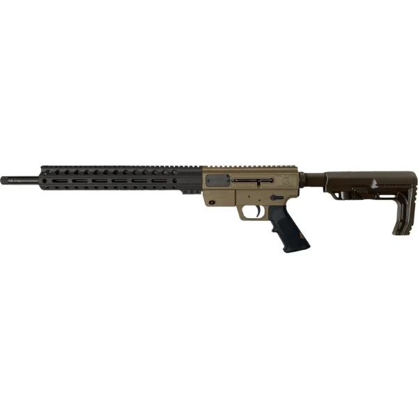 Just Right Carbine JRC Gen 3 Rifle side view with FDE receiver and stock, black M-LOK rail