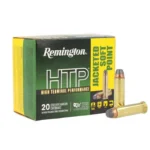 Remington HTP Handgun Ammunition, green and yellow box with two visible cartridges