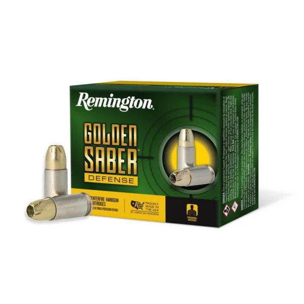 Remington Arms Co. Inc. Remington Golden Saber Defense Handgun Ammunition 9mm Luger(+P) 124gr BJHP 1180 fps 20/ct