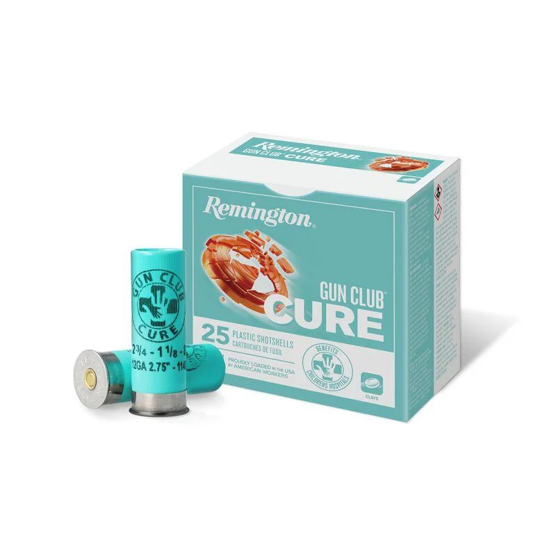 primary-26691 Remington Gun Club Cure Shotshells, teal box with three teal shells in front