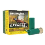 Remington Express Extra Long Range Loads, green and yellow box with two green shells