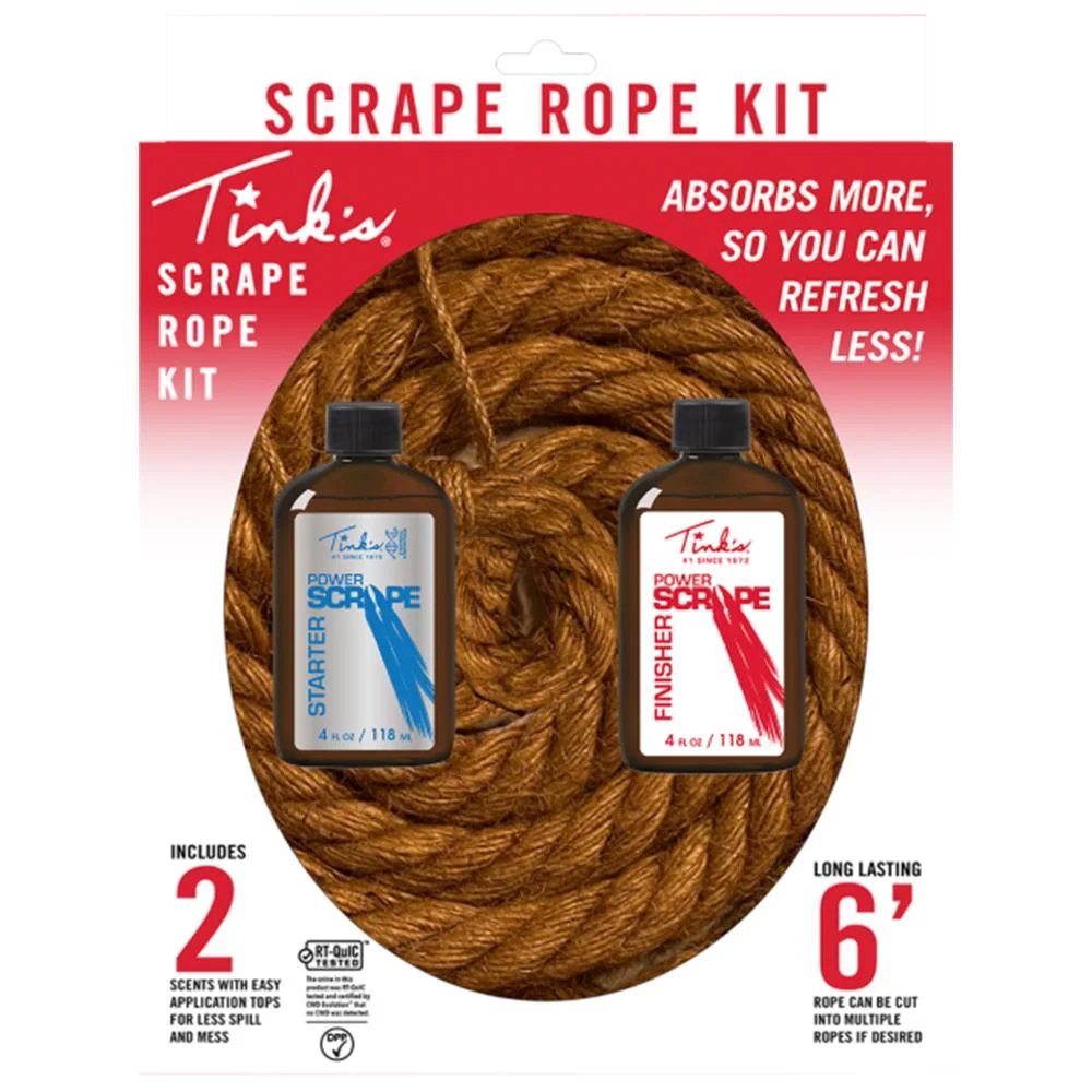 primary-26837 Dead Down Wind DBA Arcus Hunting Tink's Power Scrape Rope Kit package with rope and two bottles